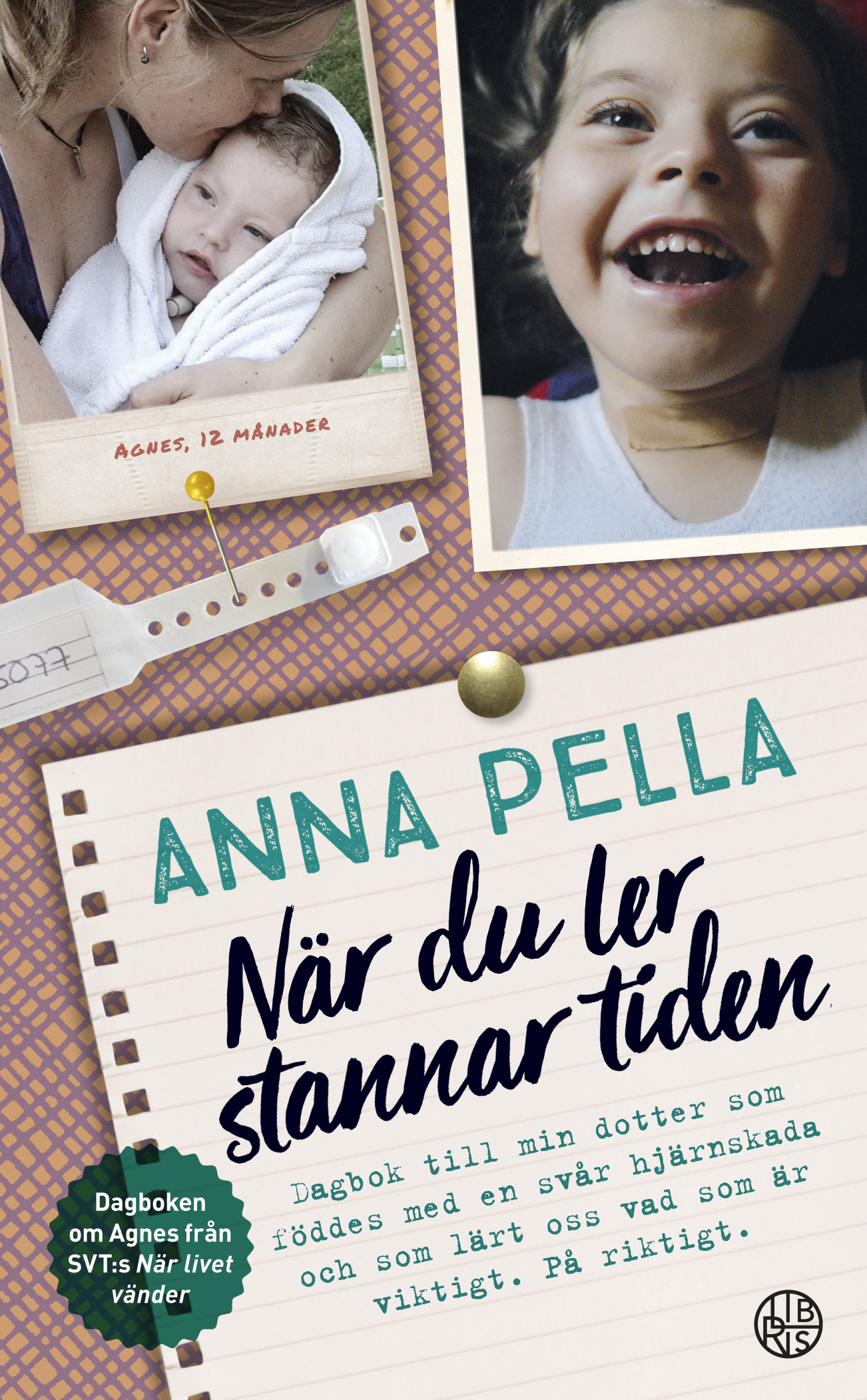Omslag: När du ler stannar tiden : dagbok till min dotter som föddes med en svår hjärnskada och som lärt oss vad som är viktigt. På riktigt. Anna Pella.