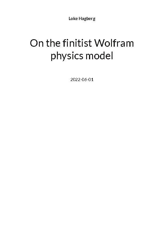 Omslag: On the finitist Wolfram physics model