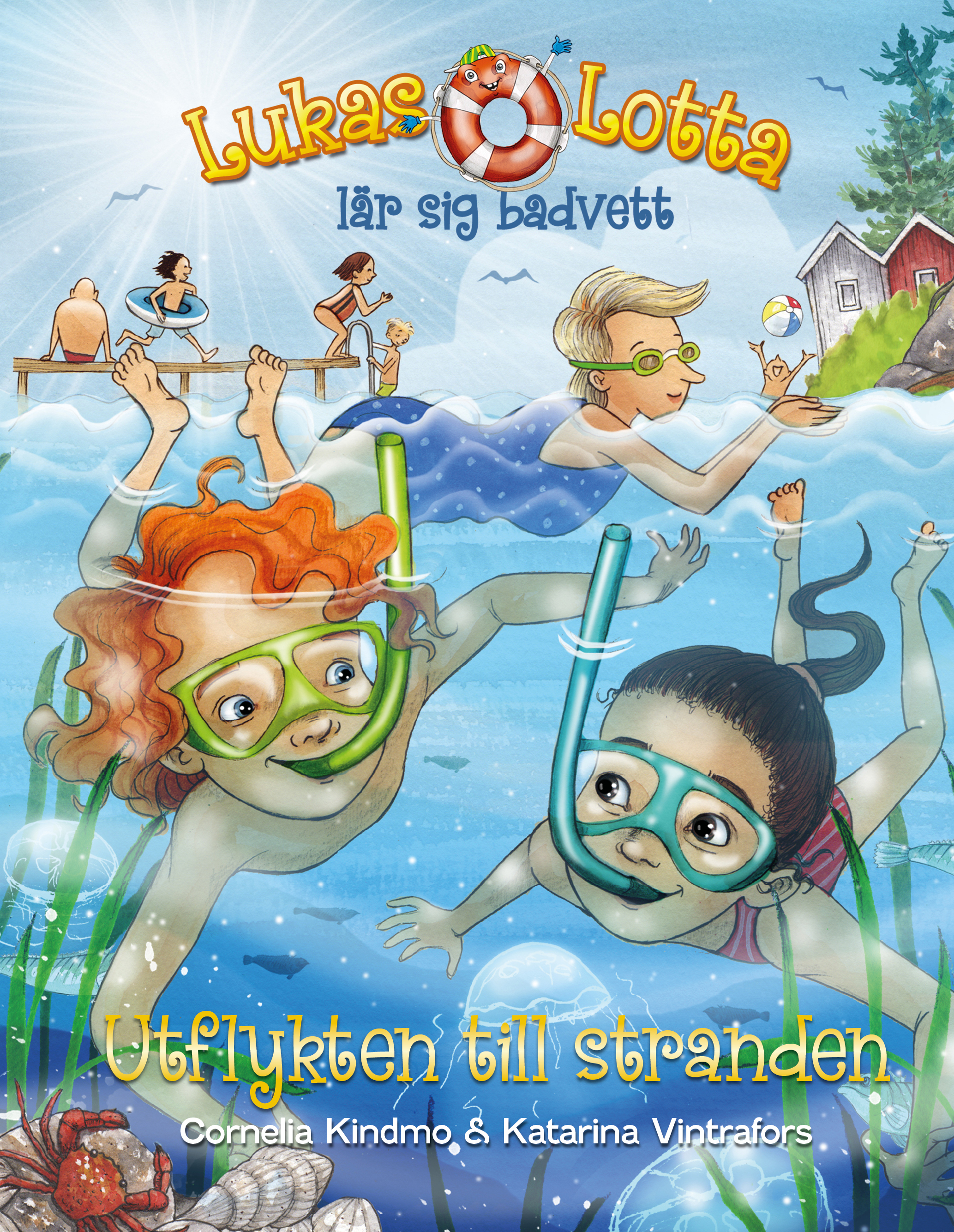 Omslag: Lukas och Lotta lär sig badvett. Utflykten till stranden