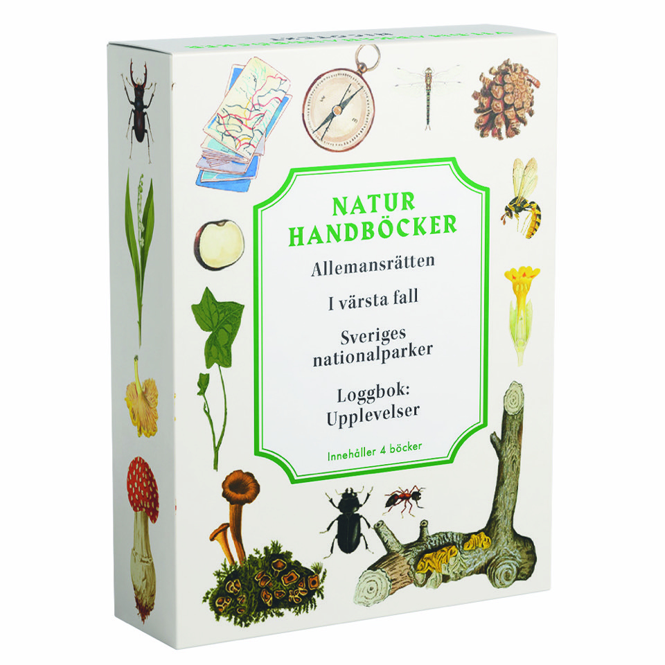 Omslag: Naturhandböcker : allemansrätten, i värsta fall, Sveriges nationalparker, Loggbok: upplevelser